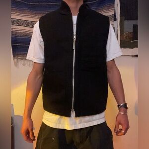 Men's Classic WorkWear Black Vest with Zip Closure